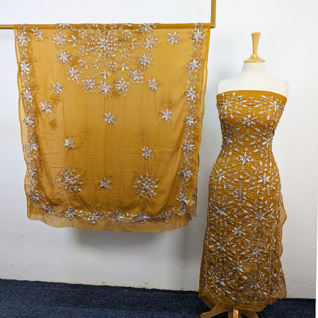 Fancy Chiffon with Full Jaal Gotta Work Shirt & 4 Sided Border Dupatta 2Pc Unstitched