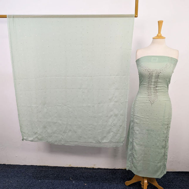 Fancy Crinkle Chiffon with Handmade Mukesh Work 3Pc Unstitched