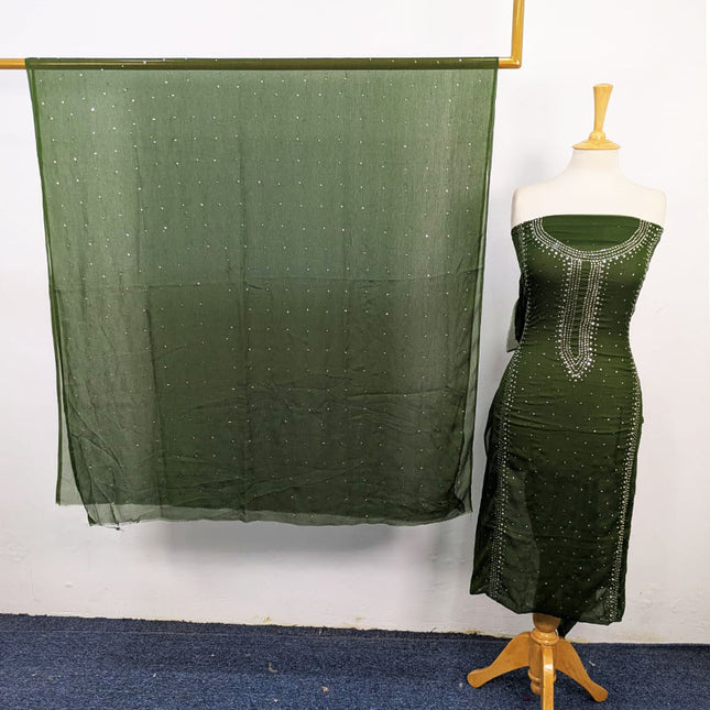 Fancy Crinkle Chiffon with Handmade Mukesh Work 3Pc Unstitched