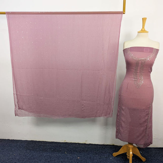 Fancy Crinkle Chiffon with Handmade Mukesh Work 3Pc Unstitched