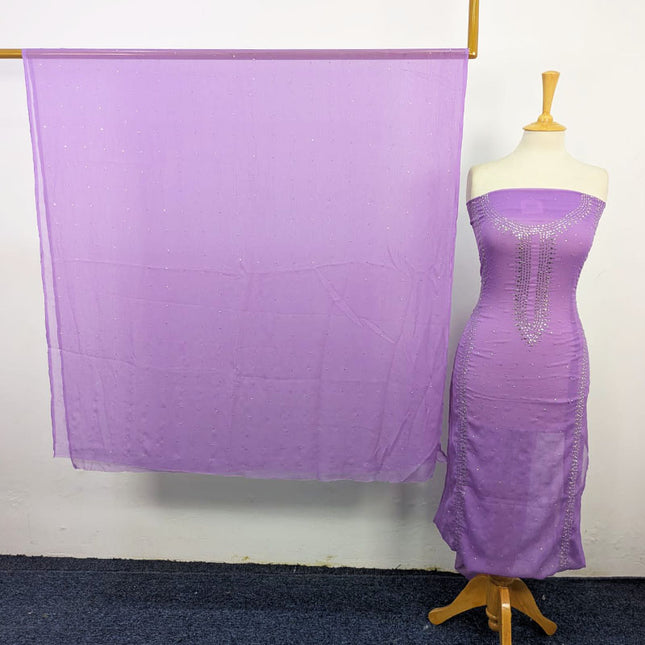 Fancy Crinkle Chiffon with Handmade Mukesh Work 3Pc Unstitched