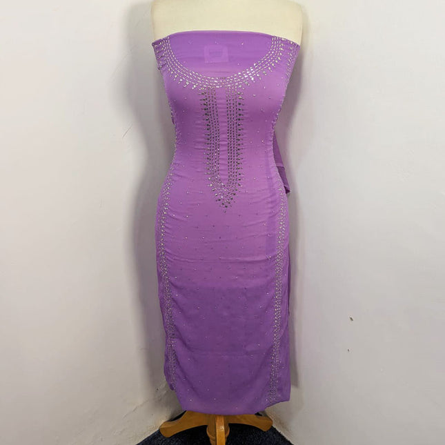 Fancy Crinkle Chiffon with Handmade Mukesh Work 3Pc Unstitched