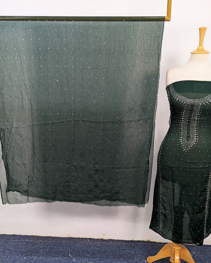 Fancy Crinkle Chiffon with Handmade Mukesh Work 3Pc Unstitched
