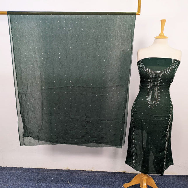 Fancy Crinkle Chiffon with Handmade Mukesh Work 3Pc Unstitched