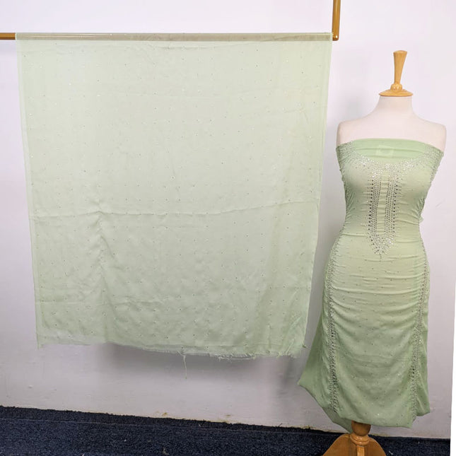Fancy Crinkle Chiffon with Handmade Mukesh Work 3Pc Unstitched