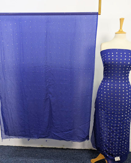 Handmade Mukesh Work Crinkle Chiffon Shirt Dupatta 2Pc Unstitched