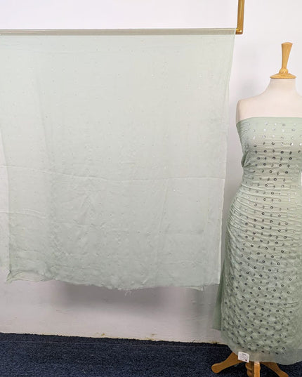 Handmade Mukesh Work Crinkle Chiffon Shirt Dupatta 2Pc Unstitched