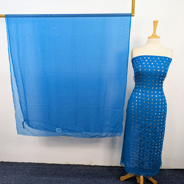 Handmade Mukesh Work Crinkle Chiffon Shirt Dupatta 2Pc Unstitched