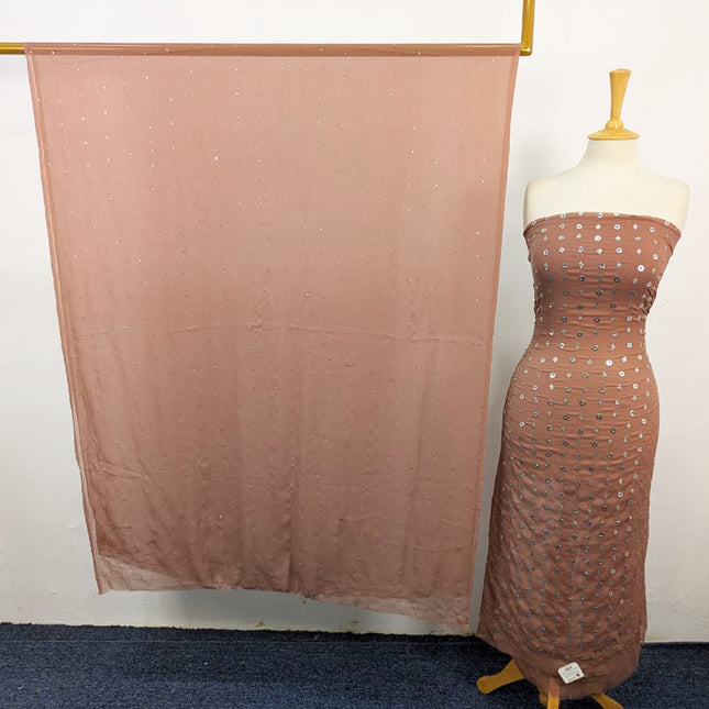 Handmade Mukesh Work Crinkle Chiffon Shirt Dupatta 2Pc Unstitched
