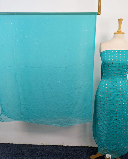 Handmade Mukesh Work Crinkle Chiffon Shirt Dupatta 2Pc Unstitched