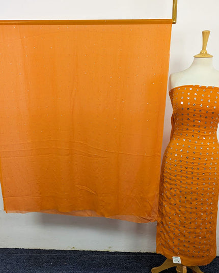 Handmade Mukesh Work Crinkle Chiffon Shirt Dupatta 2Pc Unstitched
