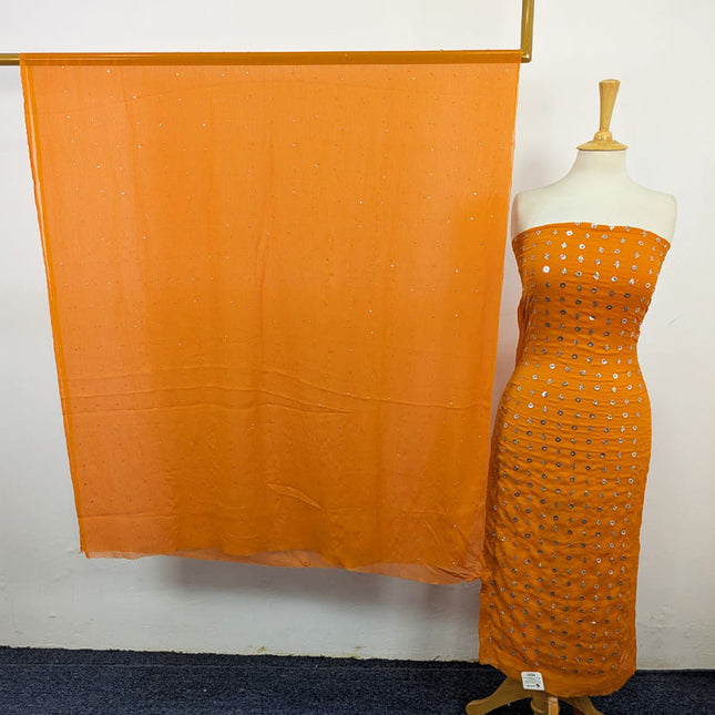 Handmade Mukesh Work Crinkle Chiffon Shirt Dupatta 2Pc Unstitched
