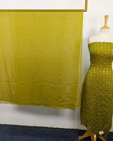 Handmade Mukesh Work Crinkle Chiffon Shirt Dupatta 2Pc Unstitched