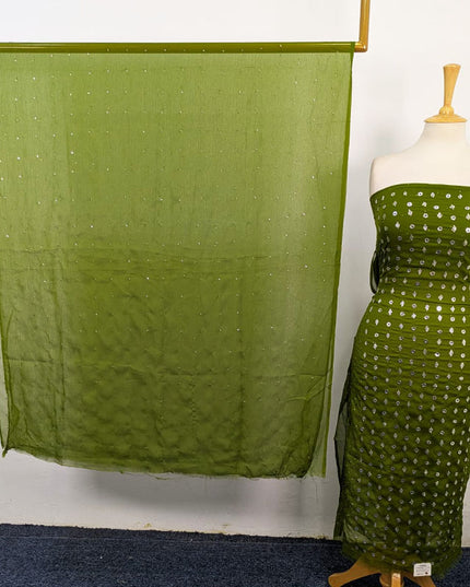 Handmade Mukesh Work Crinkle Chiffon Shirt Dupatta 2Pc Unstitched