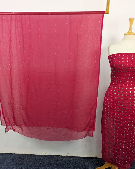 Handmade Mukesh Work Crinkle Chiffon Shirt Dupatta 2Pc Unstitched
