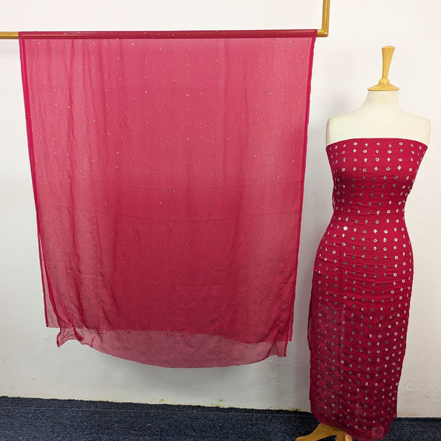 Handmade Mukesh Work Crinkle Chiffon Shirt Dupatta 2Pc Unstitched