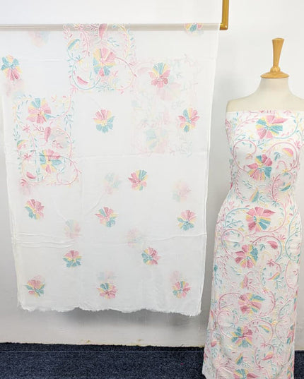 Fancy Chiffon with Multicolor Kacha Tanka Work 2Pc Unstitched (Dyeable)