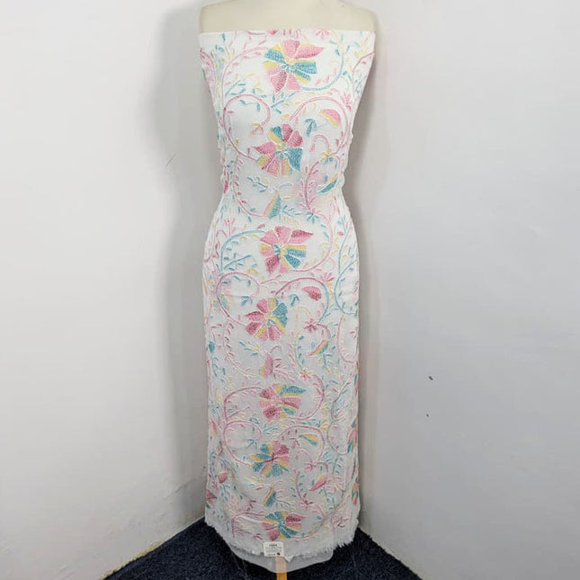 Fancy Chiffon with Multicolor Kacha Tanka Work 2Pc Unstitched (Dyeable)