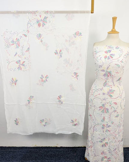 Fancy Chiffon with Multicolor Kacha Tanka Work 2Pc Unstitched (Dyeable)