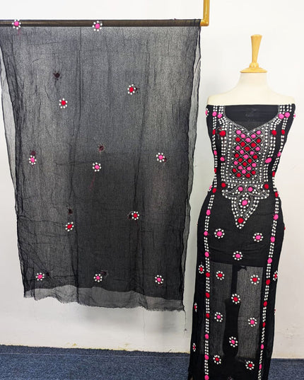 Handmade Multicolor Sindhi Tanka Work Chiffon 2Pc Unstitched