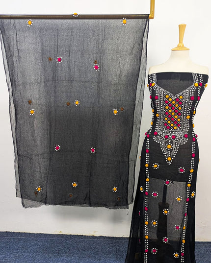 Handmade Multicolor Sindhi Tanka Work Chiffon 2Pc Unstitched
