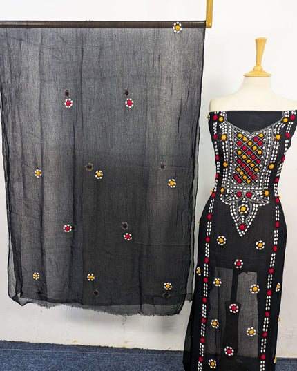 Handmade Multicolor Sindhi Tanka Work Chiffon 2Pc Unstitched
