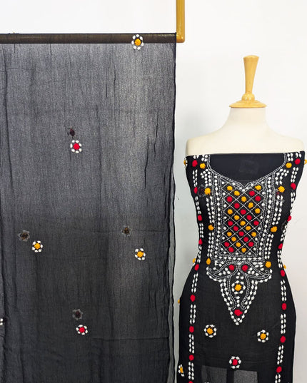 Handmade Multicolor Sindhi Tanka Work Chiffon 2Pc Unstitched