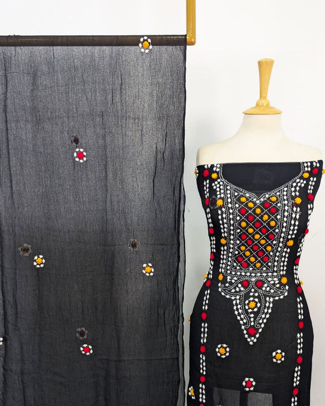 Handmade Multicolor Sindhi Tanka Work Chiffon 2Pc Unstitched
