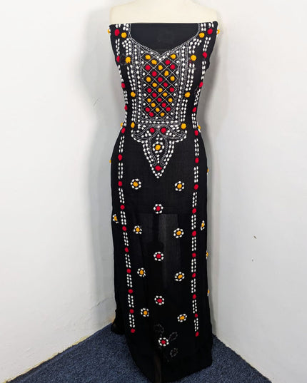 Handmade Multicolor Sindhi Tanka Work Chiffon 2Pc Unstitched