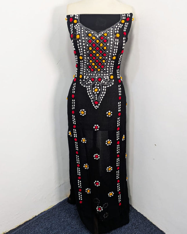 Handmade Multicolor Sindhi Tanka Work Chiffon 2Pc Unstitched