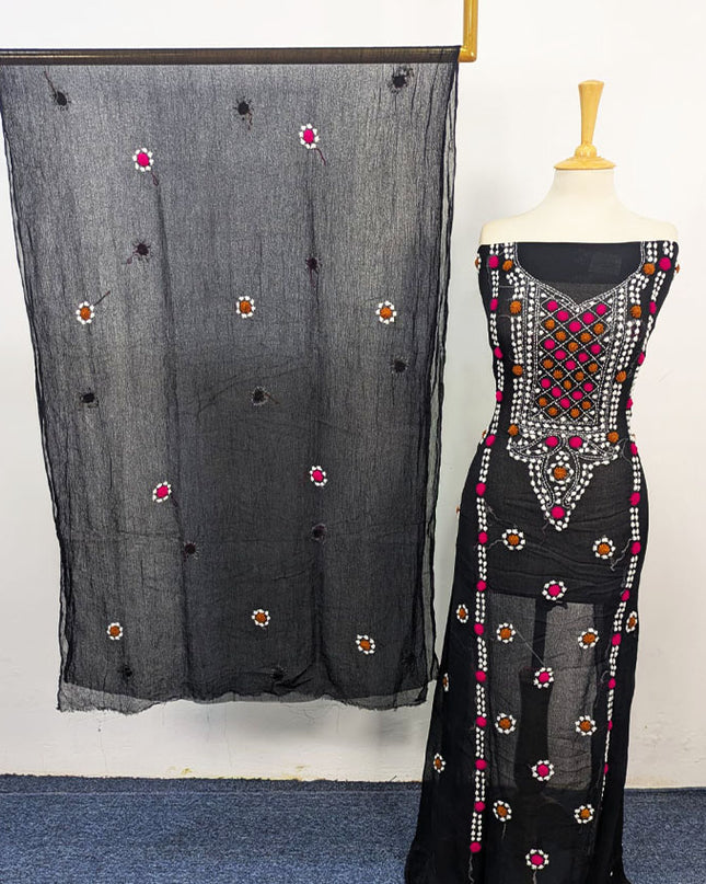 Handmade Multicolor Sindhi Tanka Work Chiffon 2Pc Unstitched