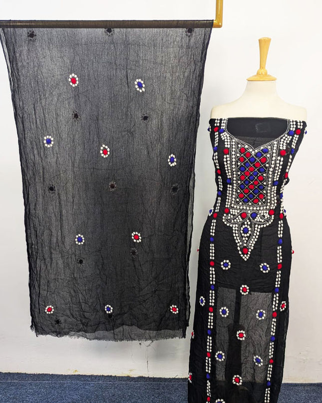 Handmade Multicolor Sindhi Tanka Work Chiffon 2Pc Unstitched