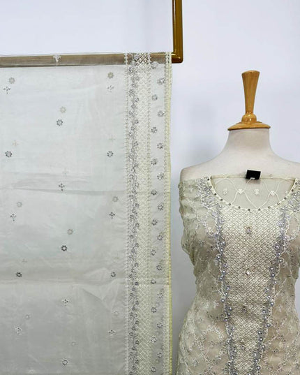 Fancy Embroidered Organza with Self Print Trouser 3Pc Unstitched