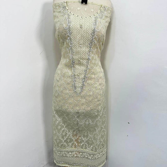 Fancy Embroidered Organza with Self Print Trouser 3Pc Unstitched