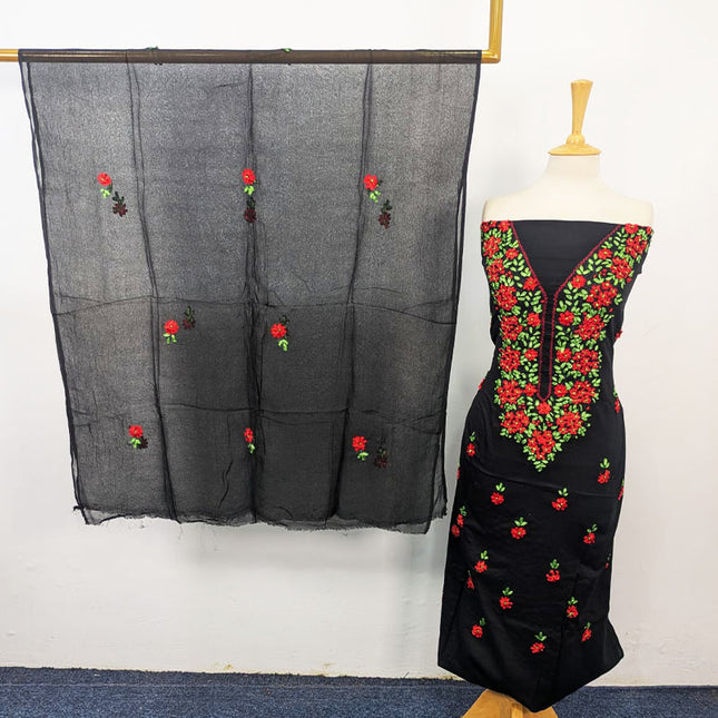 Lawn with Multicolor Ribbon Work & Chiffon Dupatta 3Pc Unstitched