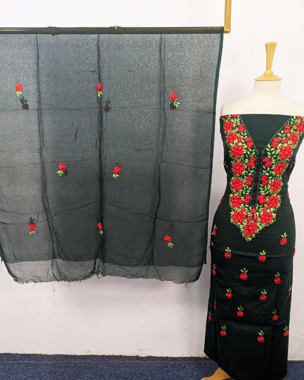 Lawn with Multicolor Ribbon Work & Chiffon Dupatta 3Pc Unstitched