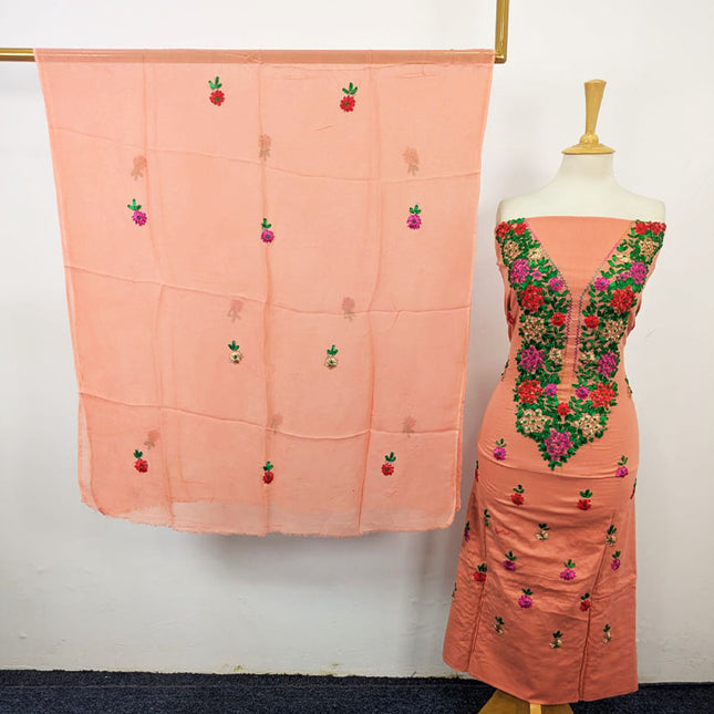 Lawn with Multicolor Ribbon Work & Chiffon Dupatta 3Pc Unstitched