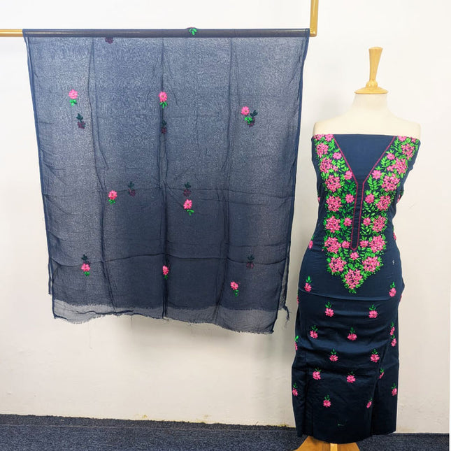 Lawn with Multicolor Ribbon Work & Chiffon Dupatta 3Pc Unstitched