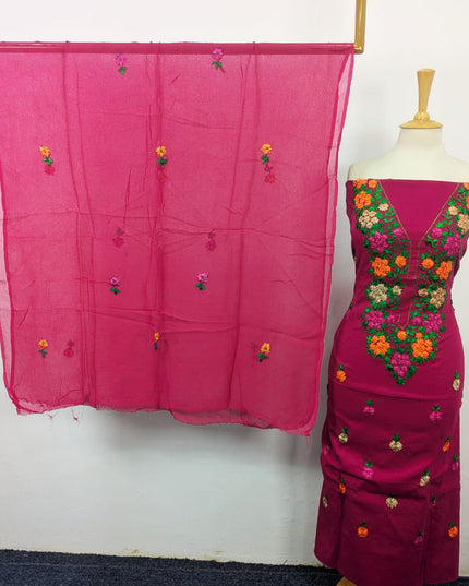 Lawn with Multicolor Ribbon Work & Chiffon Dupatta 3Pc Unstitched