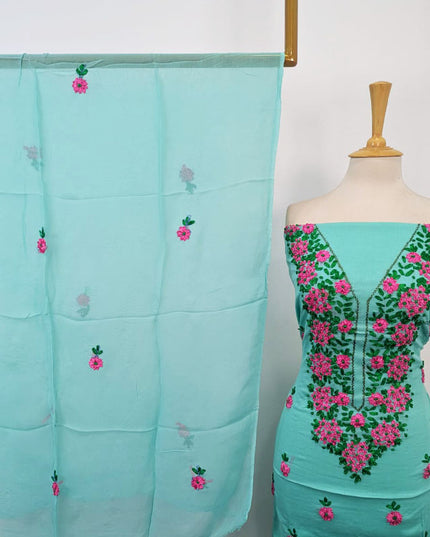 Lawn with Multicolor Ribbon Work & Chiffon Dupatta 3Pc Unstitched