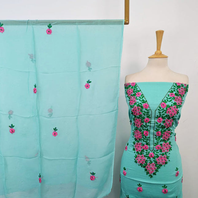 Lawn with Multicolor Ribbon Work & Chiffon Dupatta 3Pc Unstitched