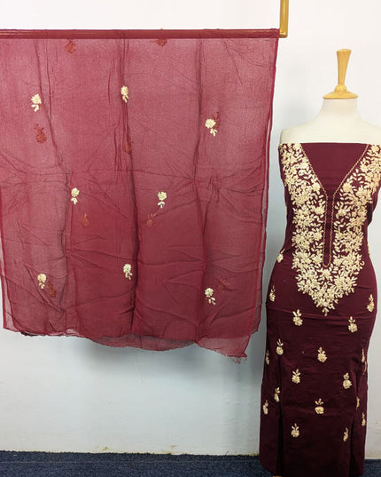 Handmade Ribbon Work Lawn Shirt with Chiffon Dupatta 3Pc Unstitched