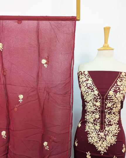Handmade Ribbon Work Lawn Shirt with Chiffon Dupatta 3Pc Unstitched
