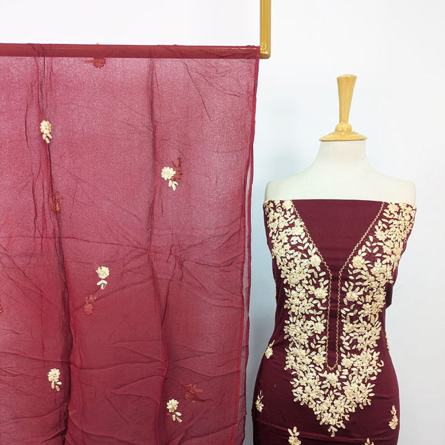 Handmade Ribbon Work Lawn Shirt with Chiffon Dupatta 3Pc Unstitched