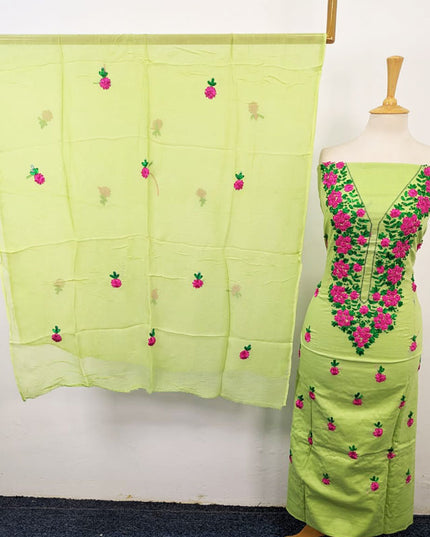 Lawn with Multicolor Ribbon Work & Chiffon Dupatta 3Pc Unstitched