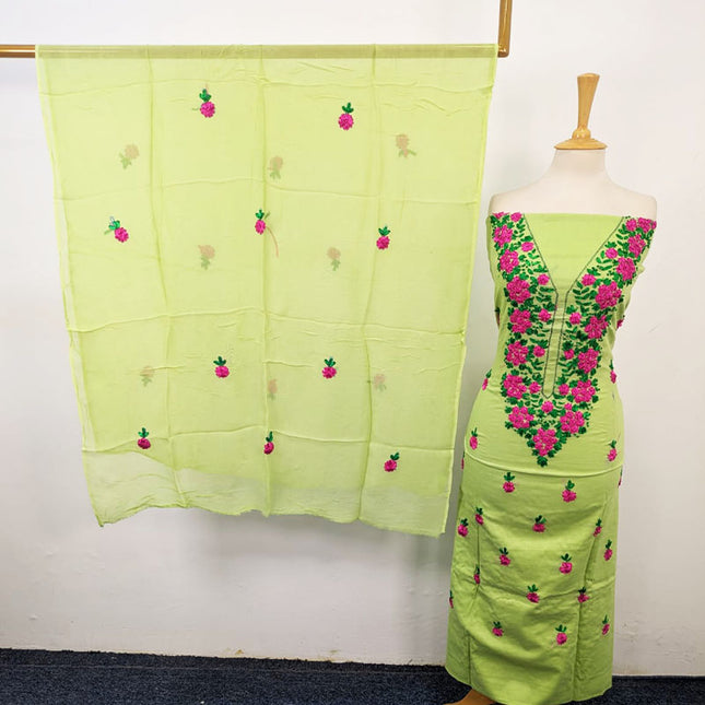 Lawn with Multicolor Ribbon Work & Chiffon Dupatta 3Pc Unstitched