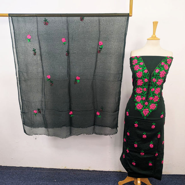 Lawn with Multicolor Ribbon Work & Chiffon Dupatta 3Pc Unstitched