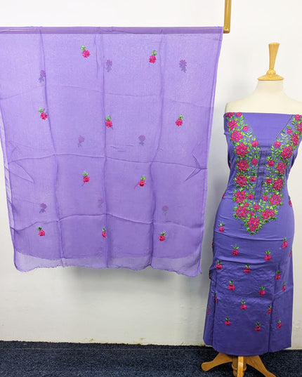 Lawn with Multicolor Ribbon Work & Chiffon Dupatta 3Pc Unstitched