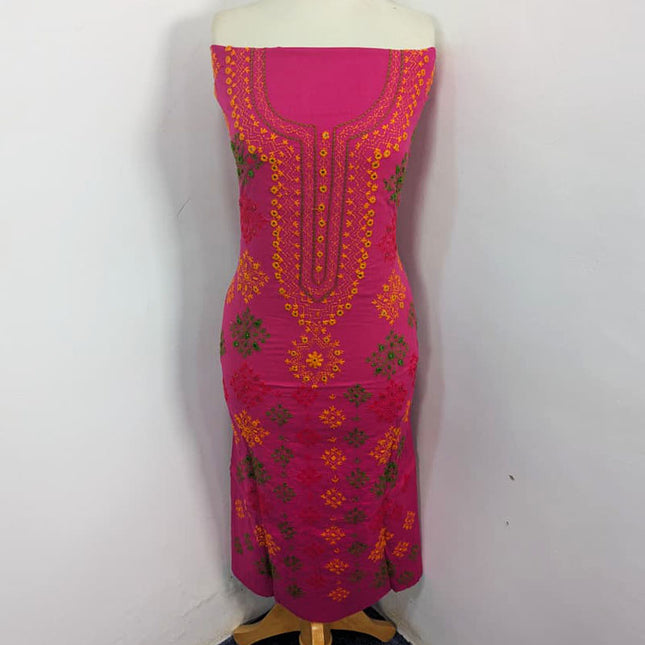 Balochi Tanka + Mirror Work Lawn with Tie & Dye Chiffon Dupatta 3Pc Unstitched
