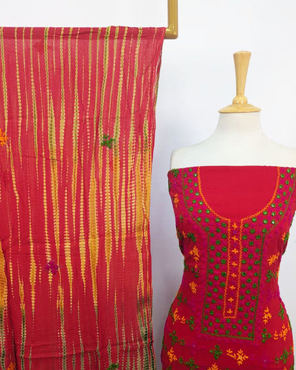 Lawn with Balochi Tanka Mirror Work + Tie & Dye Chiffon Dupatta 3Pc Unstitched